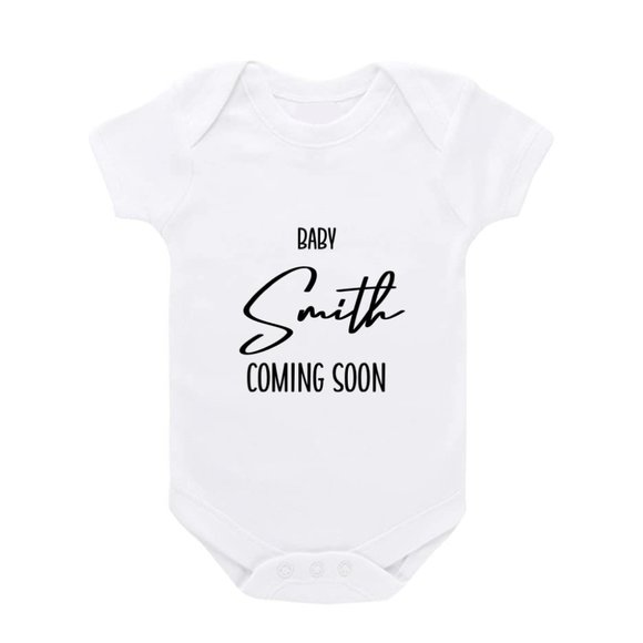 *NEW* Customize Baby Coming Onesie - Pregnancy Announcement - White, 100% Cotton - Picture 3 of 3